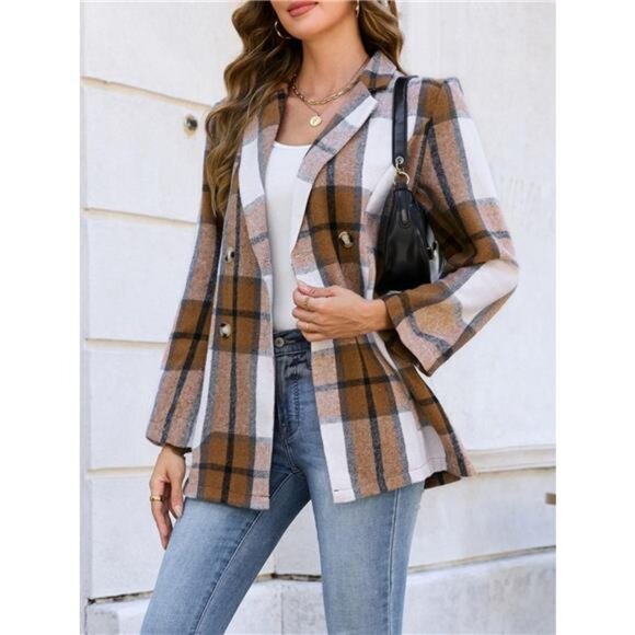 Plaid Double-Breasted Blazer - Picture 5 of 6